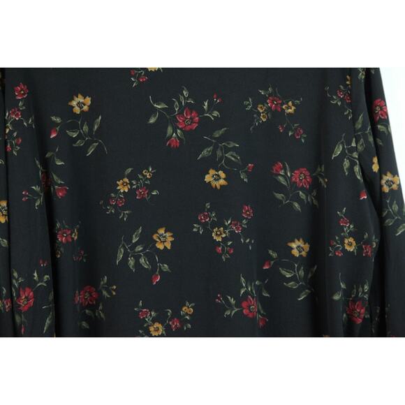 Jones New York Women's 18W Blouse 100% Silk Black Floral Office Cottagecore 90s - Picture 8 of 8